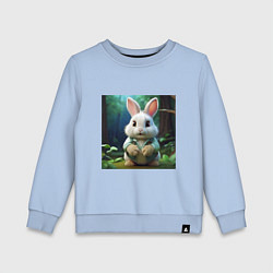 Свитшот хлопковый детский Зайчик в одежде, цвет: мягкое небо