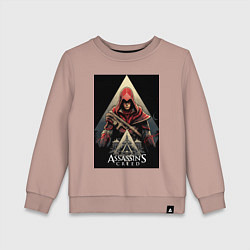Свитшот хлопковый детский Assassins creed красный костюм, цвет: пыльно-розовый