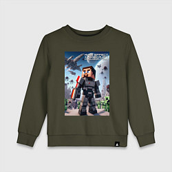 Детский свитшот Mass effect and Minecraft - collaboration