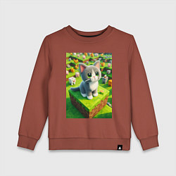 Детский свитшот Funny kitten - Minecraft ai art