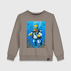 Свитшот хлопковый детский Homer diving - ai art, цвет: утренний латте