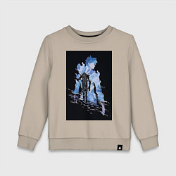 Свитшот хлопковый детский Поднятие уровня в одиночку охотник Джин Ву, цвет: миндальный