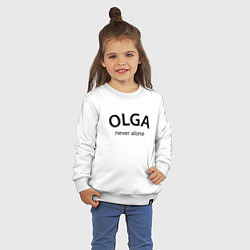 Свитшот хлопковый детский Olga never alone - motto, цвет: белый — фото 2