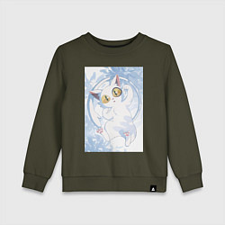 Свитшот хлопковый детский Судзумэ закрывающая двери Дайджин кот, цвет: хаки