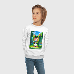 Свитшот хлопковый детский Capybara and Minecraft collaboration - ai art, цвет: белый — фото 2