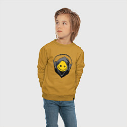 Свитшот хлопковый детский Диджей смайлик, цвет: горчичный — фото 2