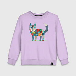 Свитшот хлопковый детский Funny fox - patchwork ai art, цвет: лаванда