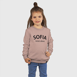 Свитшот хлопковый детский Sofia never alone - motto, цвет: пыльно-розовый — фото 2