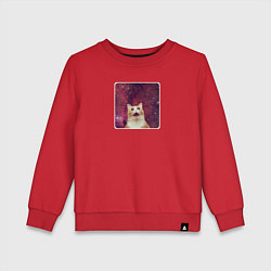 Свитшот хлопковый детский Рыжий кот в космосе мем, цвет: красный