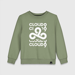 Свитшот хлопковый детский Cloud9 - in logo, цвет: авокадо