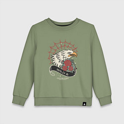 Свитшот хлопковый детский Орёл дух свободы, цвет: авокадо
