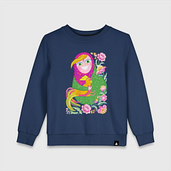Свитшот хлопковый детский Матрешка и Петушок золотой гребешок, цвет: тёмно-синий