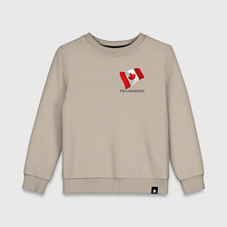 Свитшот хлопковый детский Im Canadian - motto, цвет: миндальный