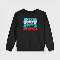 Свитшот хлопковый детский Eat play sleep repeat, цвет: черный