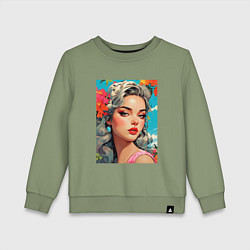 Детский свитшот Летнее настроение - красивая девушка в цветахв цве