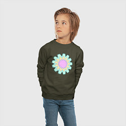 Свитшот хлопковый детский Круговые фигуры, цвет: хаки — фото 2