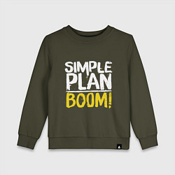 Свитшот хлопковый детский Simple plan - boom, цвет: хаки
