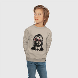 Свитшот хлопковый детский Kurt Cobain Nirvana portrait, цвет: миндальный — фото 2