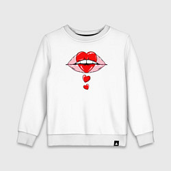 Свитшот хлопковый детский Губы и сердечки, цвет: белый