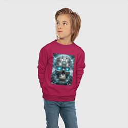 Свитшот хлопковый детский Electrified cyber skull - ai art fantasy, цвет: маджента — фото 2