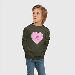 Свитшот хлопковый детский Cute but psycho pink heart, цвет: хаки — фото 2