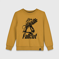 Свитшот хлопковый детский Фоллаут - силовая броня, цвет: горчичный