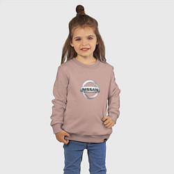 Свитшот хлопковый детский Nissan logo, цвет: пыльно-розовый — фото 2