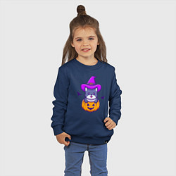 Свитшот хлопковый детский Kitty halloween, цвет: тёмно-синий — фото 2