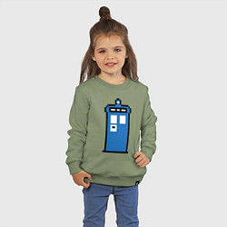 Свитшот хлопковый детский Tardis pixels, цвет: авокадо — фото 2