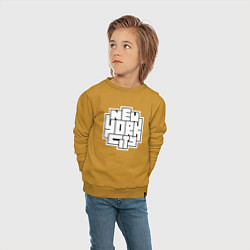 Свитшот хлопковый детский Нью-Йорк город, цвет: горчичный — фото 2