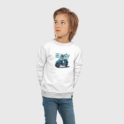 Свитшот хлопковый детский Мопед киберпанк, цвет: белый — фото 2