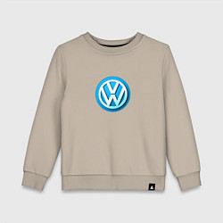 Свитшот хлопковый детский Volkswagen logo blue, цвет: миндальный