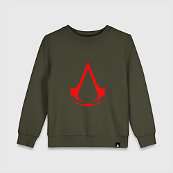 Свитшот хлопковый детский Red logo of assassins, цвет: хаки