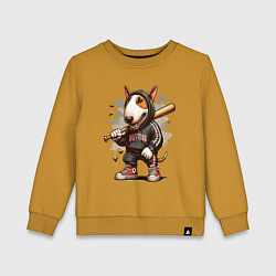 Свитшот хлопковый детский Bully with a baseball bat - ai art fantasy, цвет: горчичный