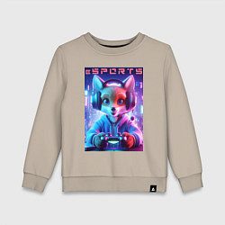 Свитшот хлопковый детский Funny fox - e sports ai art, цвет: миндальный