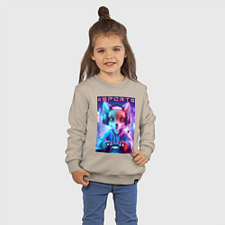 Свитшот хлопковый детский Funny fox - e sports ai art, цвет: миндальный — фото 2