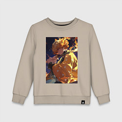 Свитшот хлопковый детский Клинок, рассекающий демонов Дзэнъицу Агацума охотн, цвет: миндальный