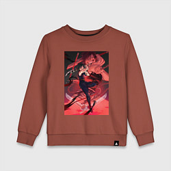 Свитшот хлопковый детский Магическая битва Маки Дзэнин Тодзи Фусигуро, цвет: кирпичный