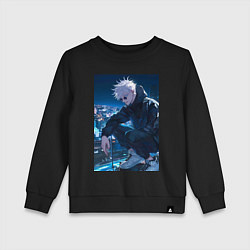 Свитшот хлопковый детский Магическая битва Сатору Годзё арт, цвет: черный
