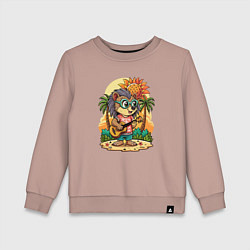 Свитшот хлопковый детский Ежик гитарист и летний вайб, цвет: пыльно-розовый