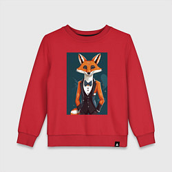 Свитшот хлопковый детский Обаятельный лис в смокинге, цвет: красный