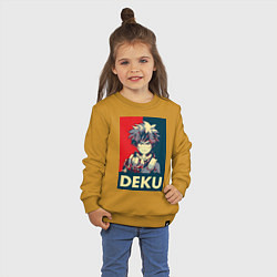 Свитшот хлопковый детский Моя геройская академия Идзуку Мидория герой, цвет: горчичный — фото 2