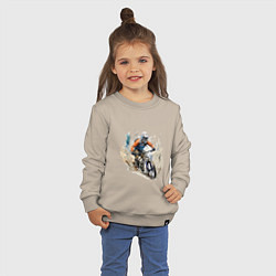 Свитшот хлопковый детский Велоспорт горный спуск, цвет: миндальный — фото 2