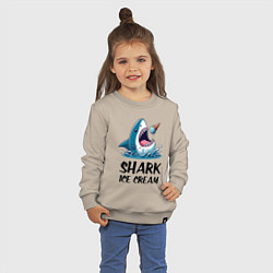 Свитшот хлопковый детский Shark ice cream - ai art, цвет: миндальный — фото 2