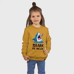 Свитшот хлопковый детский Shark ice cream - ai art, цвет: горчичный — фото 2