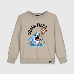 Свитшот хлопковый детский Shark pizza - ai art fantasy, цвет: миндальный