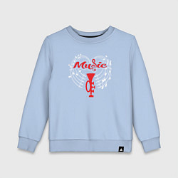 Свитшот хлопковый детский Music jazz style, цвет: мягкое небо