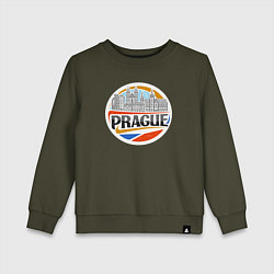 Свитшот хлопковый детский Prague Czechia, цвет: хаки