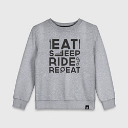 Свитшот хлопковый детский Eat sleep ride repeat, цвет: меланж