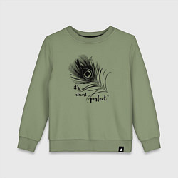 Свитшот хлопковый детский Перо павлина - на удачу, цвет: авокадо